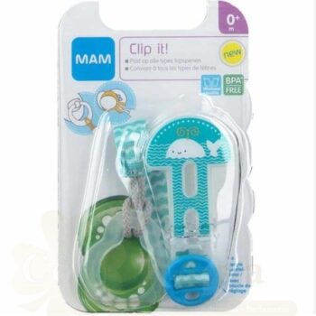 MAM ATTACHE SUCETTE CLIP IT & COVER +0MOIS BL;EU REF SH20006