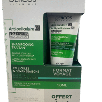 VICHY DERCOS SHAMPOOING ANTI-PELLICULAIRE DS CHEVEUX NORMAUX A GRAS 200ML + SHAMPOOING FORMAT VOYAGE OFFERT 50ML